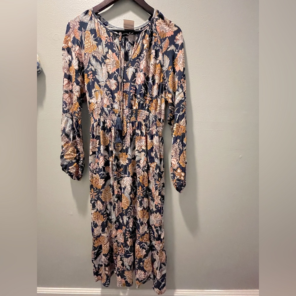 Boho navy and floral dress